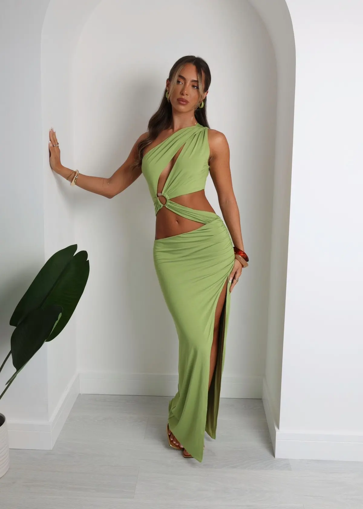 Status Updated Cut Out Maxi Dress - Green 1