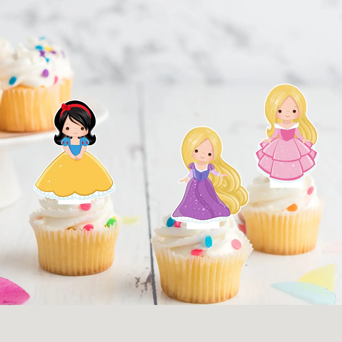 Disney Princess Inspired Pre-Cut Edible Stand-Up Wafer Card Cupcake Toppers 1