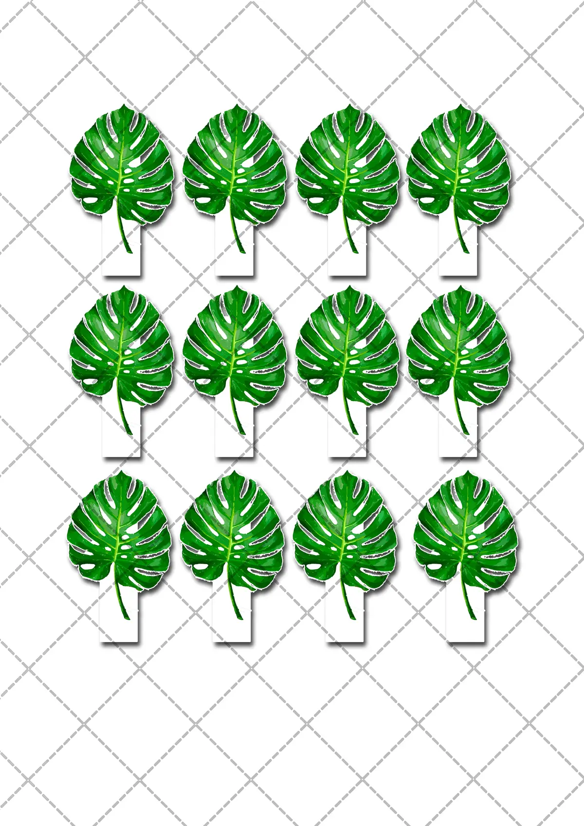 Jungle Leaves Ferns Pre-Cut Edible Stand-Up Wafer Card Cupcake Toppers 2