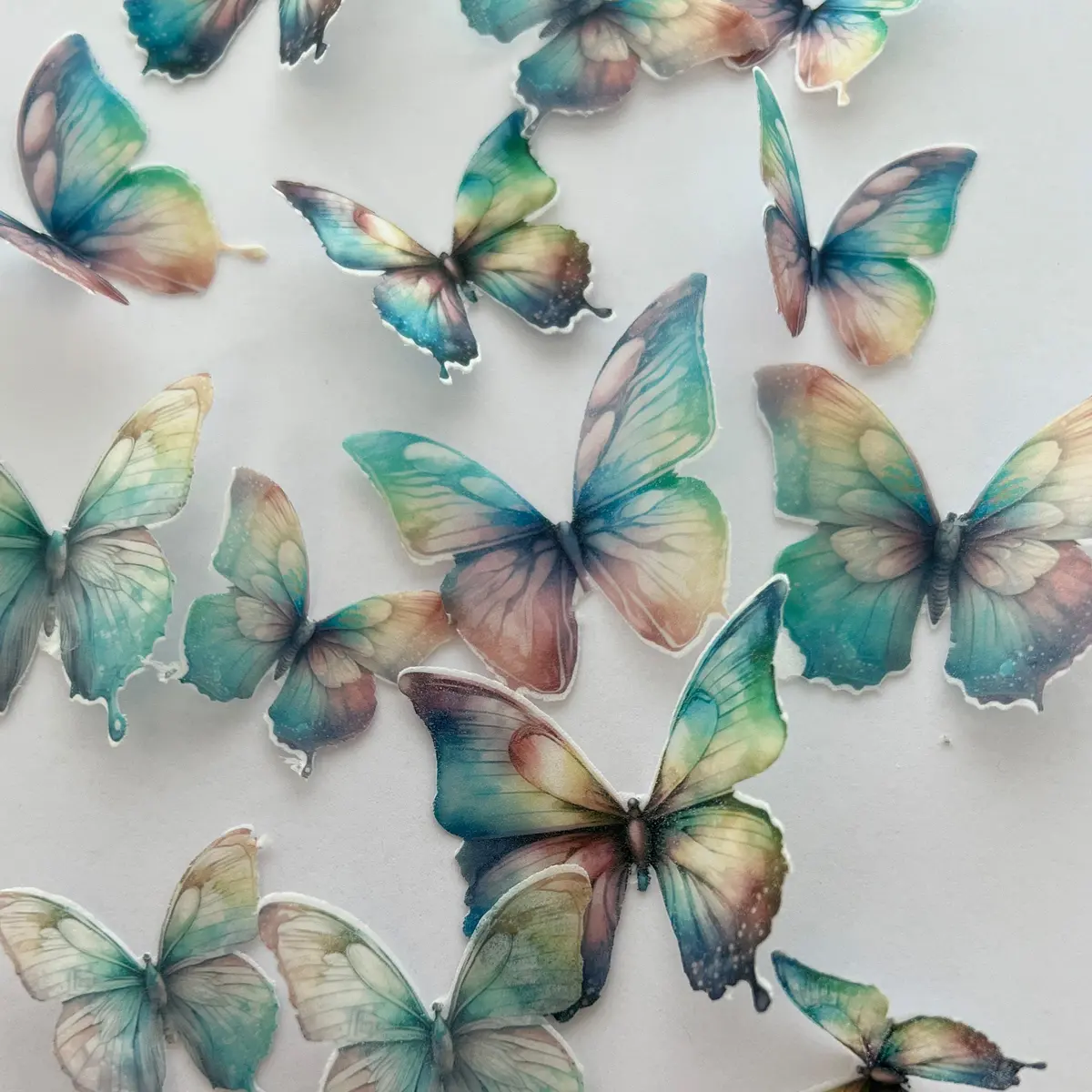 Multi-Coloured Rainbow Pre-Cut Edible Wafer Butterflies 1