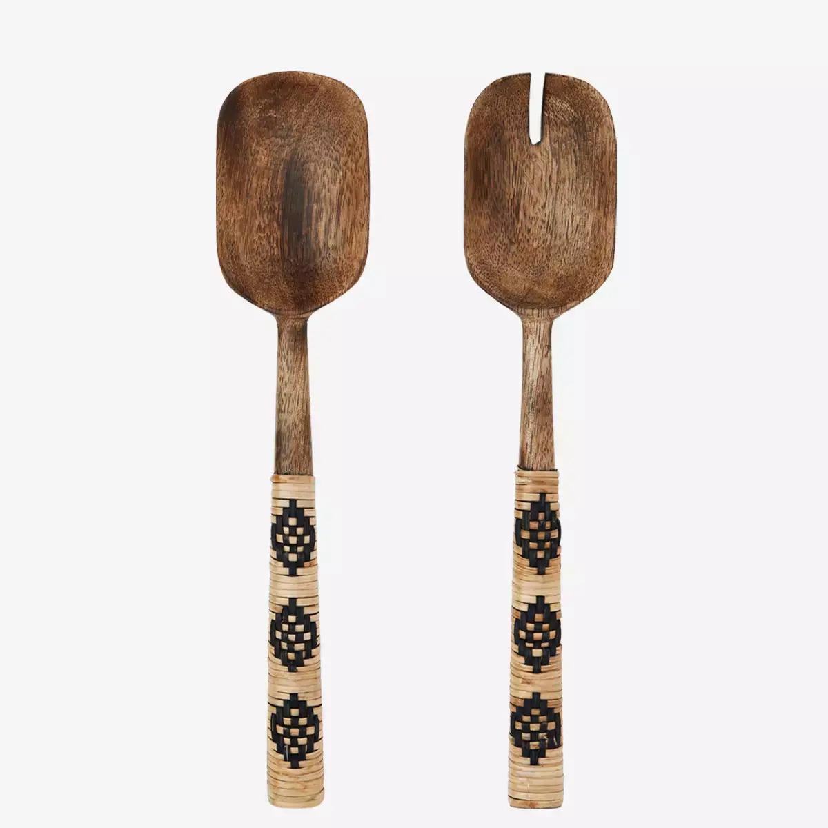 Houten Slabestek Met Rotan - Set 1