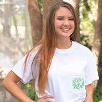 Monogrammed Pocket Tee - White & Charcoal 1